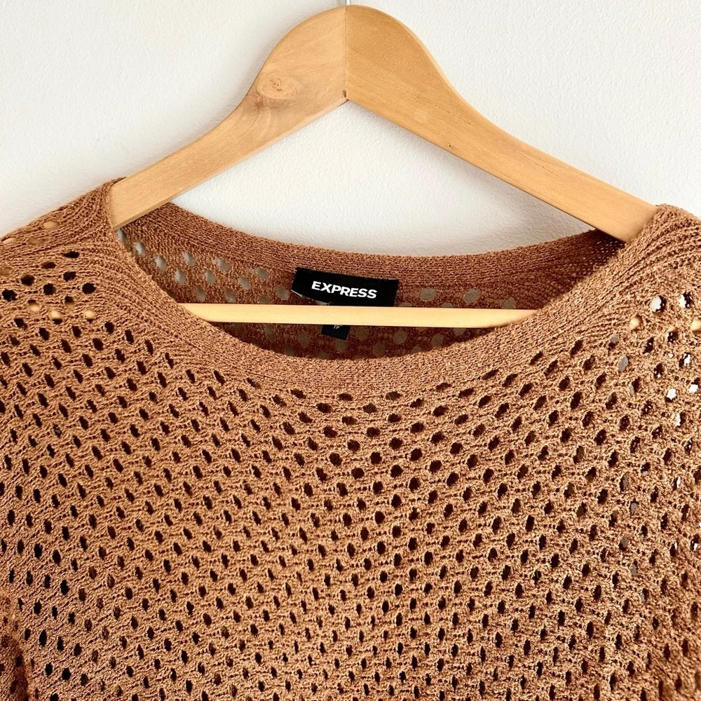 Slouchy brown holey light knit sweater from Express - Picture 2 of 2